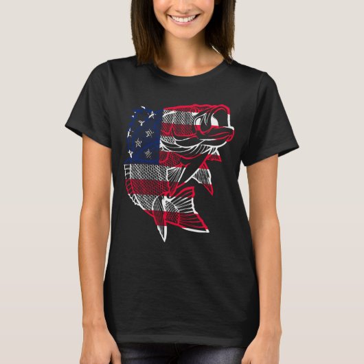 Rood Wit en Bruh Patriottisch Vis T-shirt (Voorkant)