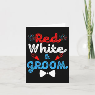 Rood wit en bruidegom grappig huwelijksfeest 4 jul kaart