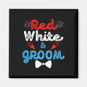Rood wit en bruidegom grappig huwelijksfeest 4 jul magneet (Voorkant)