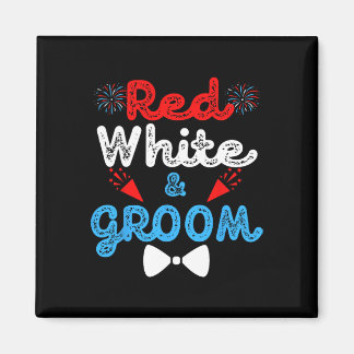 Rood wit en bruidegom grappig huwelijksfeest 4 jul magneet