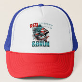 Rood wit en bruin trucker pet (Voorkant)