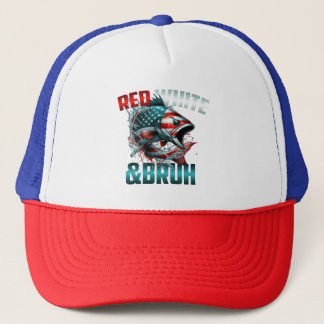 Rood wit en bruin trucker pet