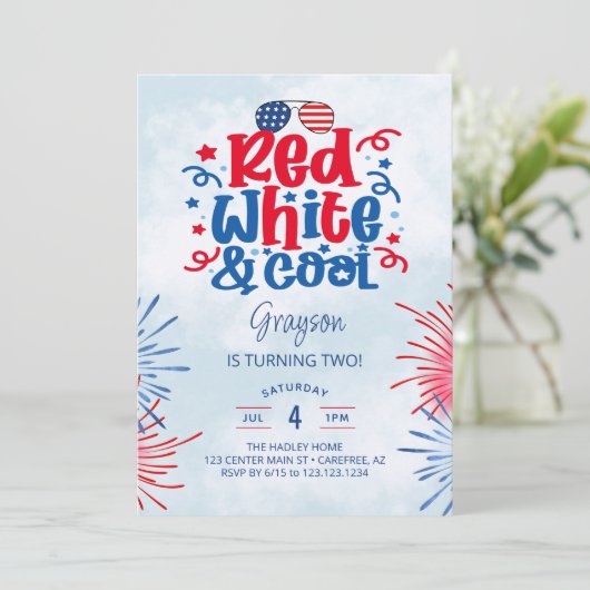 Rood wit en cool feest kaart (Staand voorkant)