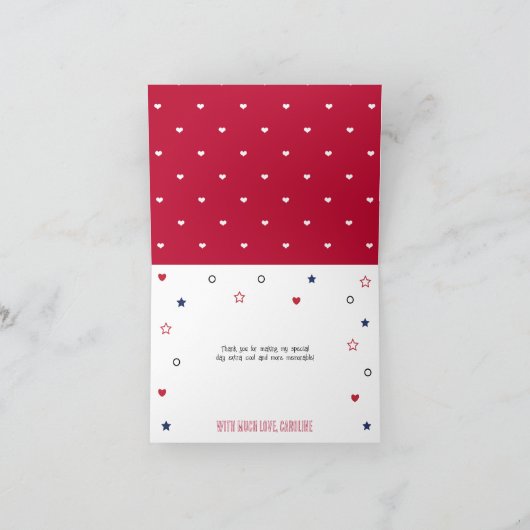 Rood Wit en Dankbaar voor Jou Dank Je Wel Bedankkaart (Binnen)