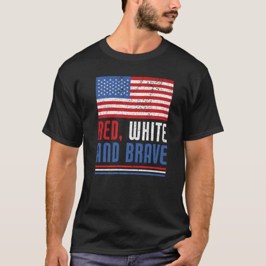 Rood wit en dappere Amerikaanse vlag VS Grappig 4t T-shirt (Voorkant)