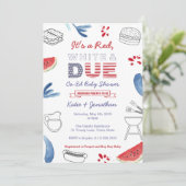 Rood wit en doorblauw Baby shower van codetaren Kaart (Staand voorkant)