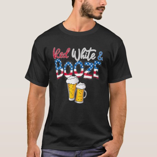 Rood wit en drank Amerika vlag 4 juli T-shirt (Voorkant)