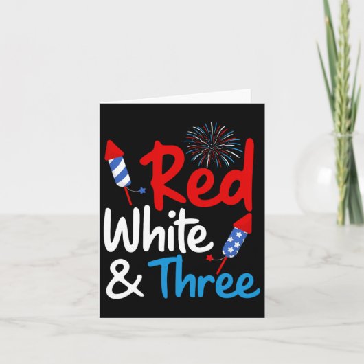 Rood wit en drie 3e verjaardag 4 juli INDEP Kaart (Voorkant)