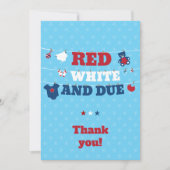 Rood wit en due Baby shower diline op 4 juli Bedankkaart (Voorkant)