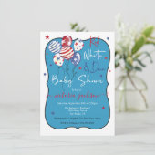 Rood Wit en Due Baby shower Kaart (Staand voorkant)