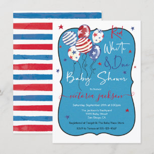 Rood Wit en Due Baby shower Kaart