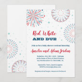 Rood, wit en due Baby shower Kaart (Voorkant / Achterkant)