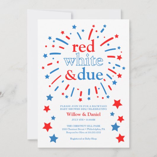 Rood Wit en Due Baby shower Kaart (Voorkant)