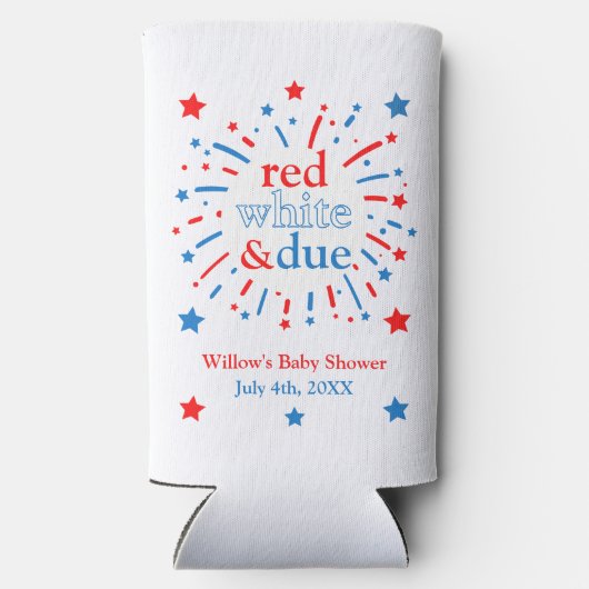 Rood wit en Due Baby shower Koelboxxen Seltzer Blikjeskoeler (Achterkant)