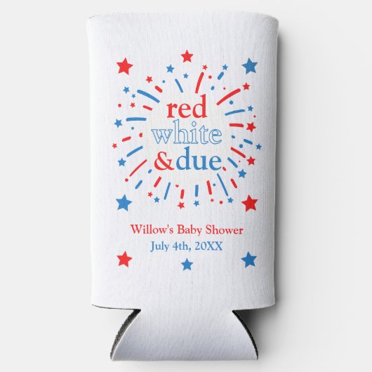 Rood wit en Due Baby shower Koelboxxen Seltzer Blikjeskoeler (Voorkant)
