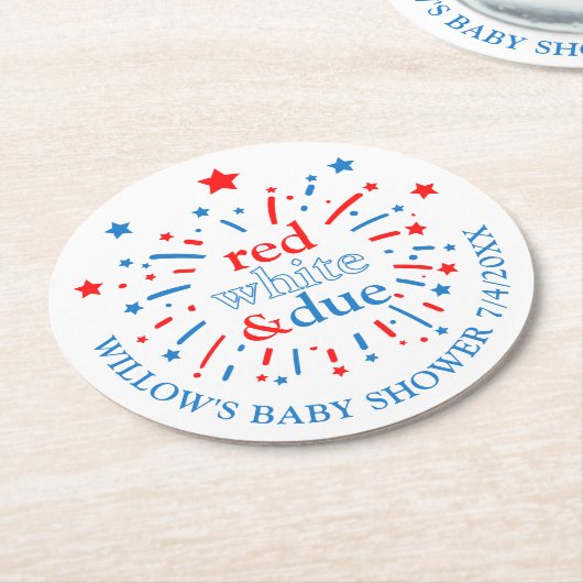 Rood Wit en Due Baby shower Papier Onderzetters (Gebogen)