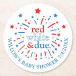 Rood Wit en Due Baby shower Papier Onderzetters<br><div class="desc">Voeg deze bijpassende drankonderzetters toe aan uw baby shower. Vier je kleine vuurwerk met dit feestelijke patriottische baby shower collectie! Perfect voor een BBQ in de achtertuin of een zomerfeest, dit ontwerp is voorzien van charmant vuurwerk en een klassiek rood, wit en blauw kleurenpalet. Genderneutraal en vol Amerikaanse charme, het...</div>