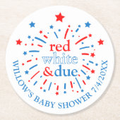 Rood Wit en Due Baby shower Papier Onderzetters (Voorkant)