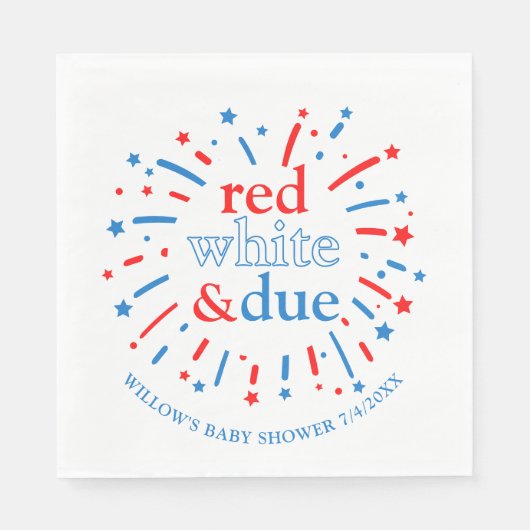 Rood wit en Due Baby shower servetten (Voorkant)