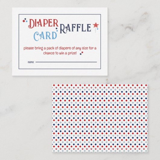 Rood Wit en Due Diaper Raffle Kaart (Voorkant / Achterkant)