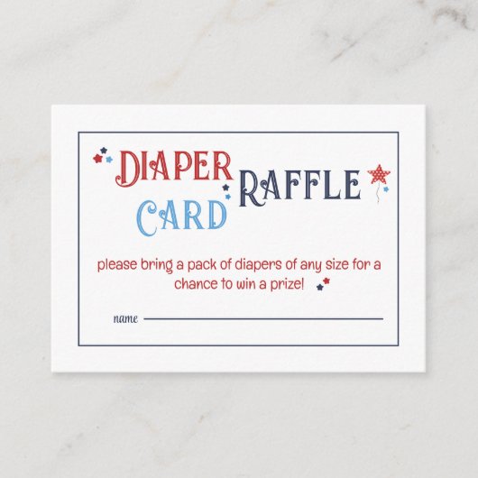 Rood Wit en Due Diaper Raffle Kaart (Voorkant)