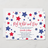 Rood wit en due stars 4th juli baby shower kaart (Voorkant)