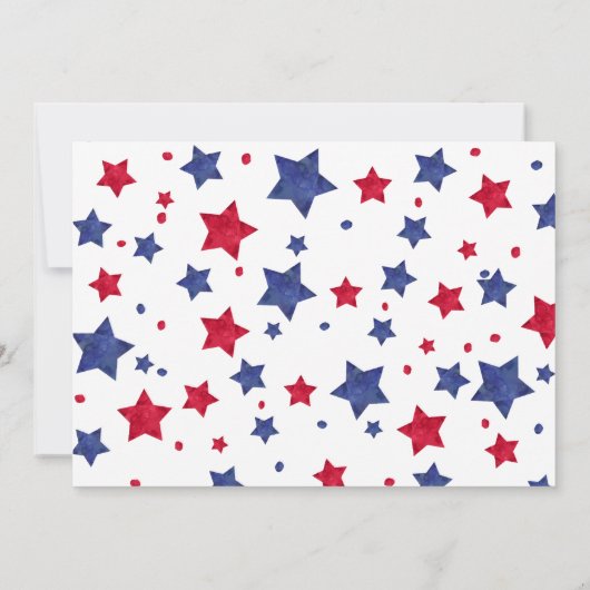 Rood wit en due stars 4th juli baby shower kaart (Achterkant)
