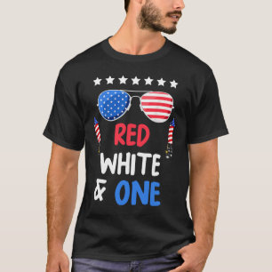 Rood wit en een 1e verjaardag 4 juli Indepen T-shirt
