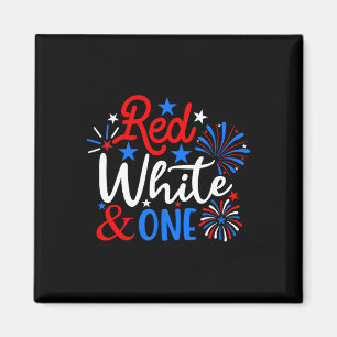 Rood wit en een 4 juli 1 Verjaardag Patriot Magneet