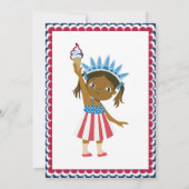Rood wit en een 4 juli meisje 1e verjaardag kaart (Achterkant)