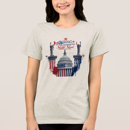 Rood, wit en fel - Amerika sterk, stijl sterk Tri-Blend Shirt (Voorkant)