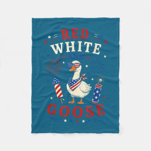 Rood wit en gans 4 juli fleece deken (Voorkant)