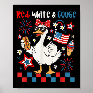 Rood Wit En Gans 4 Juli Patriottische Gans Wo Poster