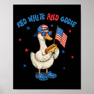 Rood Wit En Gans Grappig 4 Juli Patriottisch Vs Poster