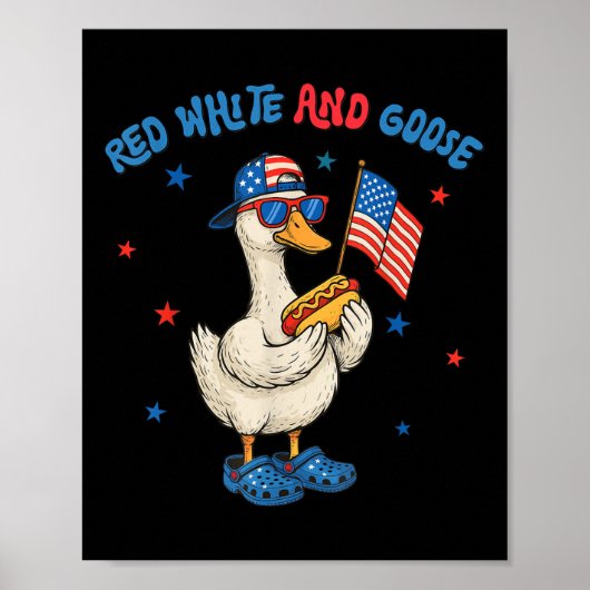 Rood Wit En Gans Grappig 4 Juli Patriottisch Vs Poster (Voorkant)