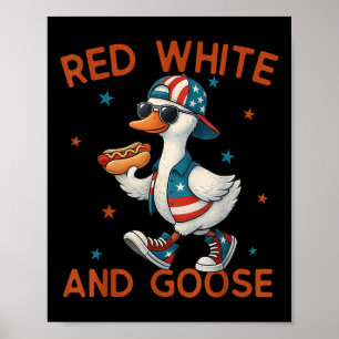 Rood Wit En Gans Grappig 4 Juli Patriottisch Vs Poster