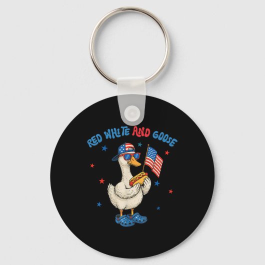 Rood Wit En Gans Grappig 4 Juli Patriottisch Vs Sleutelhanger (Voorkant)