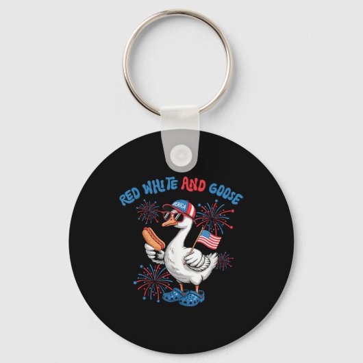 Rood Wit En Gans Grappig 4 Juli Patriottisch Vs Sleutelhanger (Voorkant)