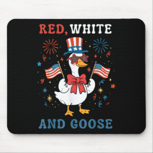 Rood Wit En Gans Groovy Dwaze Gans Usa Vlag Fi Muismat