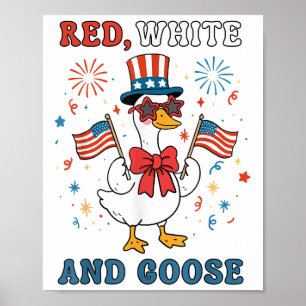 Rood Wit En Gans Groovy Dwaze Gans Usa Vlag Fi Poster