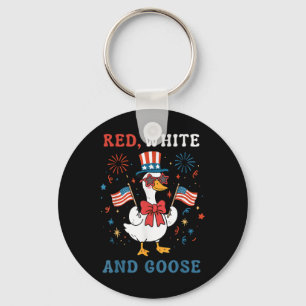 Rood Wit En Gans Groovy Dwaze Gans Usa Vlag Fi Sleutelhanger