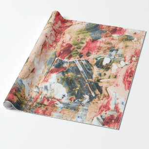 Rood wit en geel abstract schilderij cadeaupapier