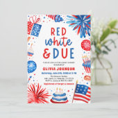 Rood, wit en genderneutraal Baby shower Kaart (Staand voorkant)