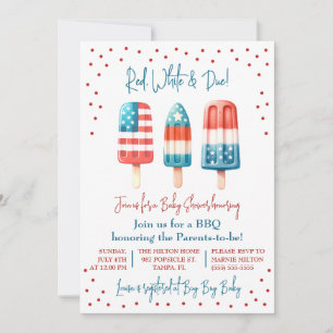 Rood, wit en gepast! Patriotic Popsicle-Baby showe Kaart