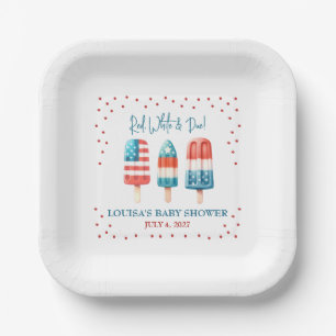 Rood, wit en gepast! Patriotic Popsicle-Baby showe Papieren Bordje