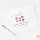 Rood, wit en gepast! Patriotic Popsicle-Baby showe Ronde Sticker (Envelop)