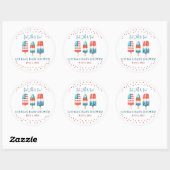 Rood, wit en gepast! Patriotic Popsicle-Baby showe Ronde Sticker (Vel)