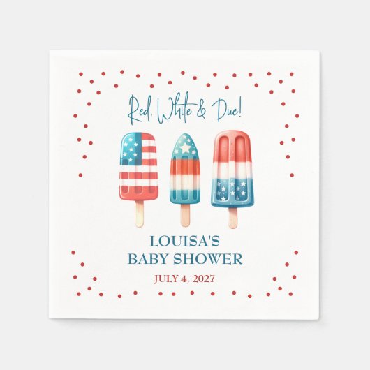 Rood, wit en gepast! Patriotic Popsicle-Baby showe Servet (Voorkant)
