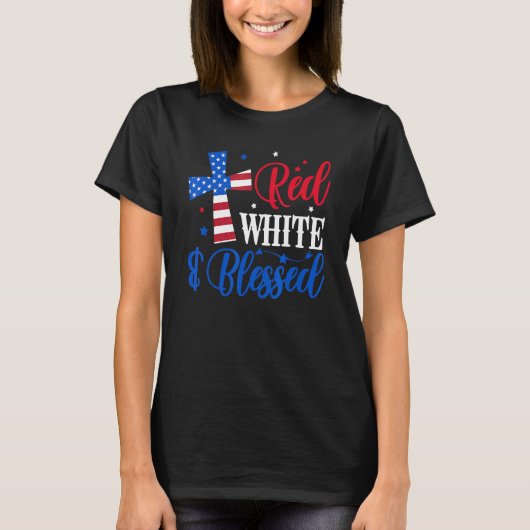Rood wit en gezegend 4 juli Amerikaanse vlag C T-shirt (Voorkant)