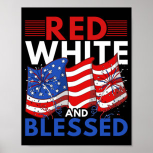 Rood Wit En Gezegend 4e Juli Patriottisch Verenigd Poster